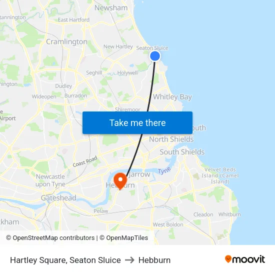 Hartley Square, Seaton Sluice to Hebburn map