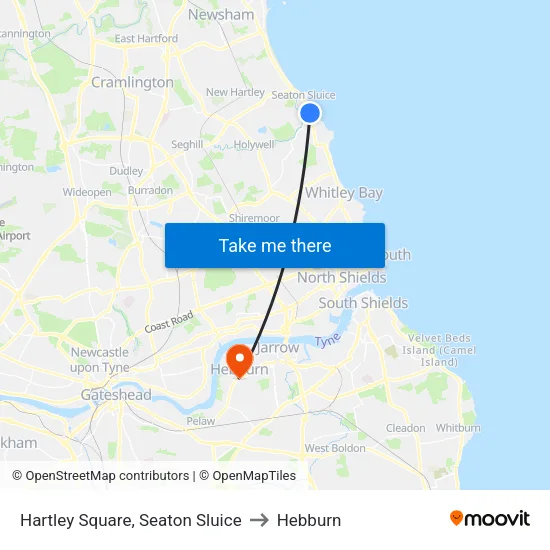 Hartley Square, Seaton Sluice to Hebburn map