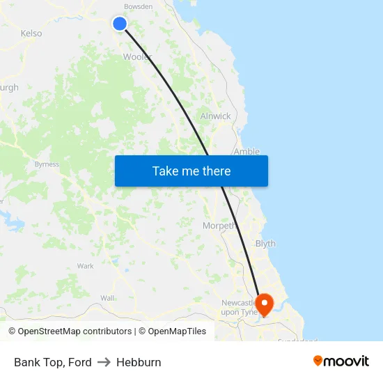 Bank Top, Ford to Hebburn map