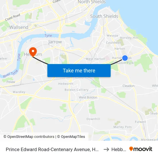 Prince Edward Road-Centenary Avenue, Harton Nook to Hebburn map