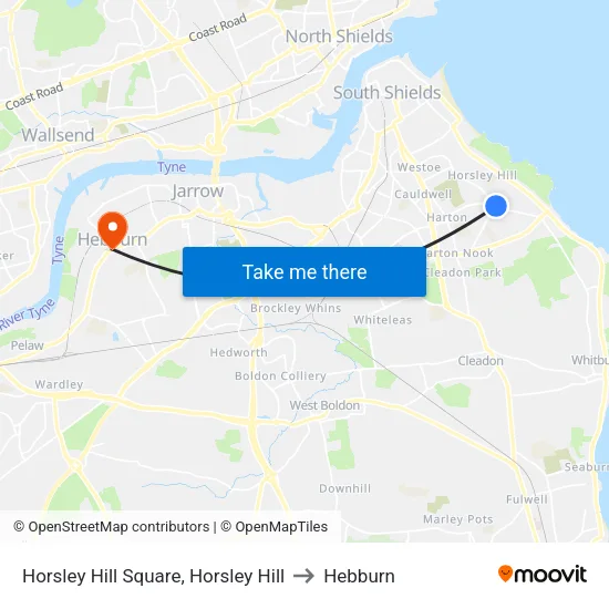 Horsley Hill Square, Horsley Hill to Hebburn map