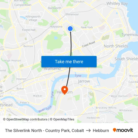 The Silverlink North - Country Park, Cobalt to Hebburn map