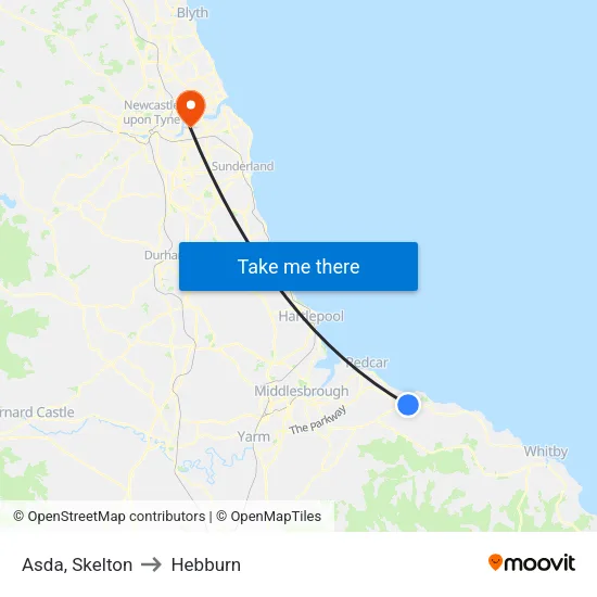 Asda, Skelton to Hebburn map