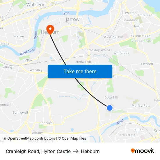 Cranleigh Road, Hylton Castle to Hebburn map