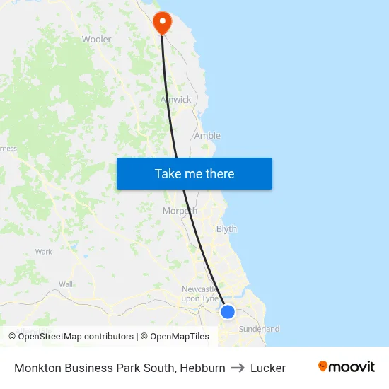 Monkton Business Park South, Hebburn to Lucker map