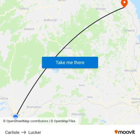 Carlisle to Lucker map