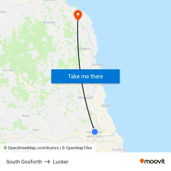 South Gosforth to Lucker map