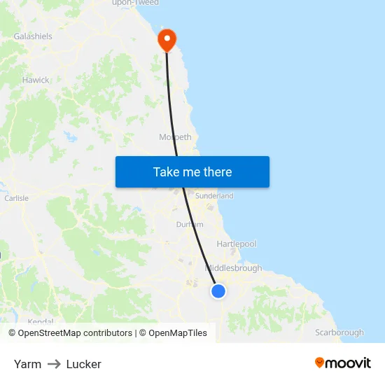 Yarm to Lucker map