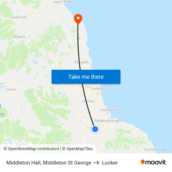 Middleton Hall, Middleton St George to Lucker map