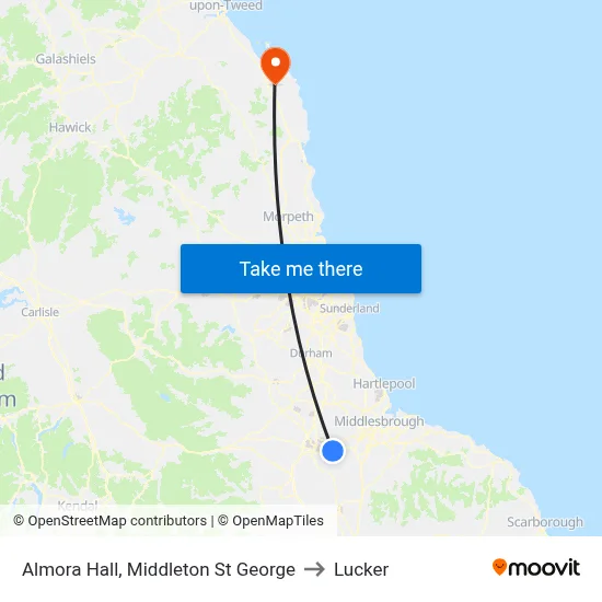 Almora Hall, Middleton St George to Lucker map