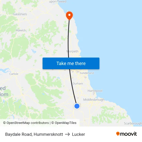 Baydale Road, Hummersknott to Lucker map