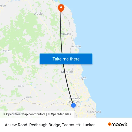 Askew Road -Redheugh Bridge, Teams to Lucker map