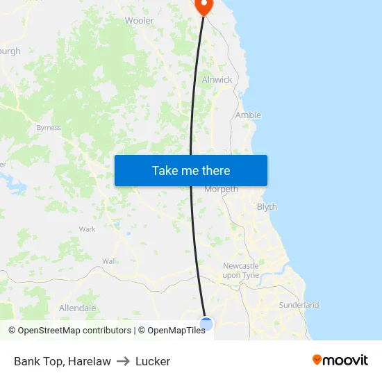 Bank Top, Harelaw to Lucker map