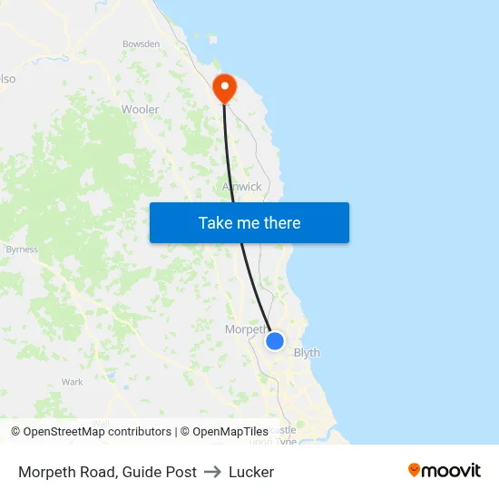 Morpeth Road, Guide Post to Lucker map