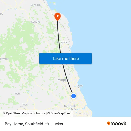 Bay Horse, Southfield to Lucker map