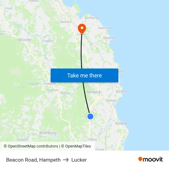 Beacon Road, Hampeth to Lucker map