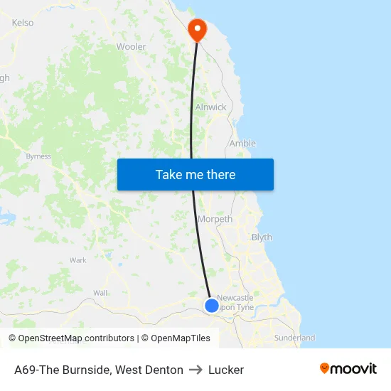 A69-The Burnside, West Denton to Lucker map