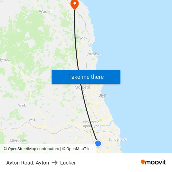 Ayton Road, Ayton to Lucker map
