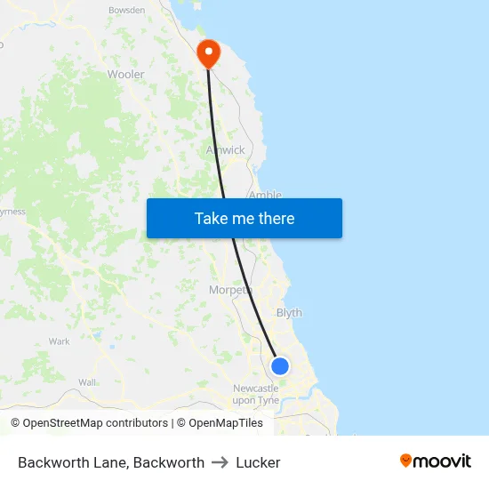 Backworth Lane, Backworth to Lucker map