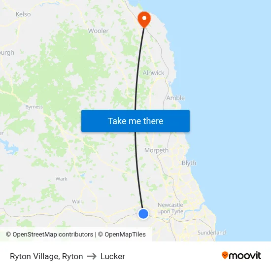 Ryton Village, Ryton to Lucker map