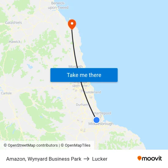 Amazon, Wynyard Business Park to Lucker map