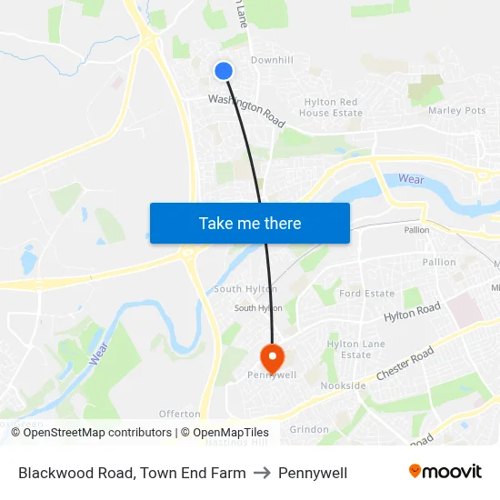 Blackwood Road, Town End Farm to Pennywell map