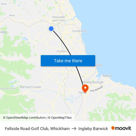 Fellside Road-Golf Club, Whickham to Ingleby Barwick map