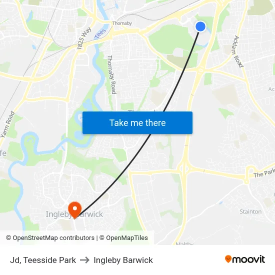 Jd, Teesside Park to Ingleby Barwick map