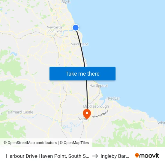 Harbour Drive-Haven Point, South Shields to Ingleby Barwick map
