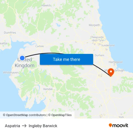 Aspatria to Ingleby Barwick map