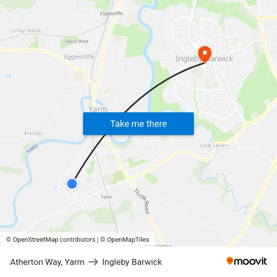 Atherton Way, Yarm to Ingleby Barwick map