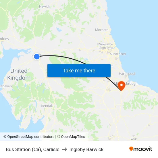 Bus Station (Ca), Carlisle to Ingleby Barwick map