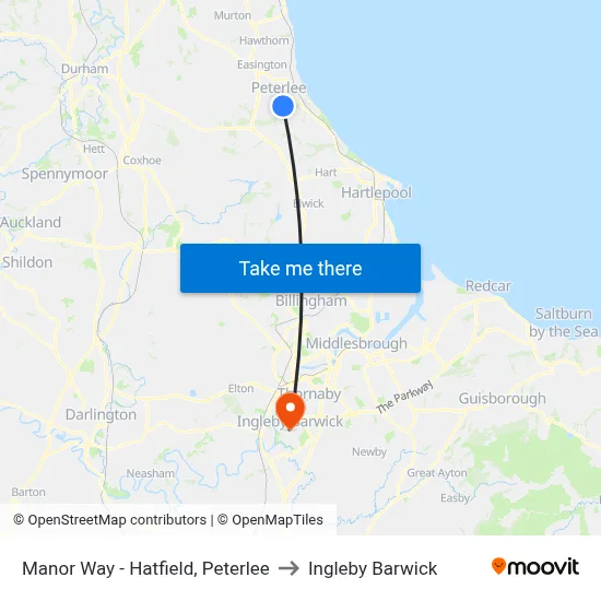 Manor Way - Hatfield, Peterlee to Ingleby Barwick map