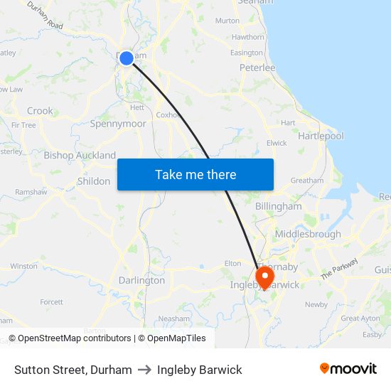 Sutton Street, Durham to Ingleby Barwick map