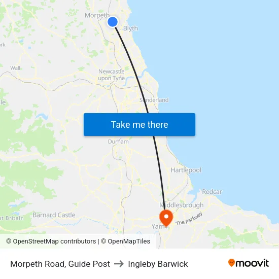 Morpeth Road, Guide Post to Ingleby Barwick map