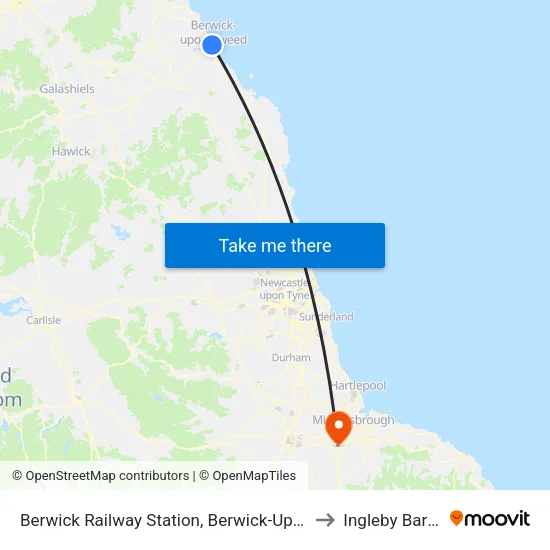 Berwick Railway Station, Berwick-Upon-Tweed to Ingleby Barwick map
