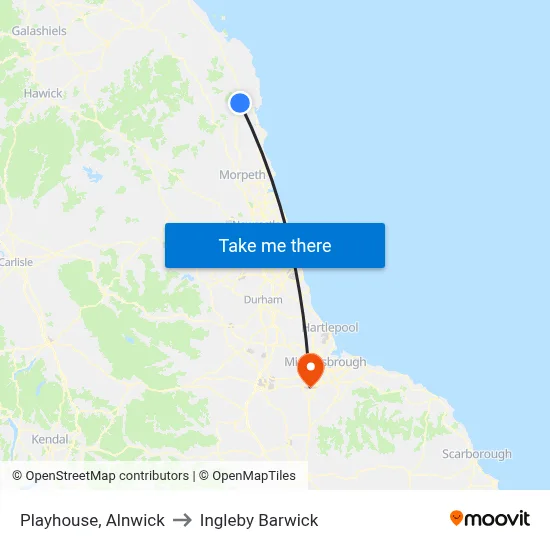 Playhouse, Alnwick to Ingleby Barwick map