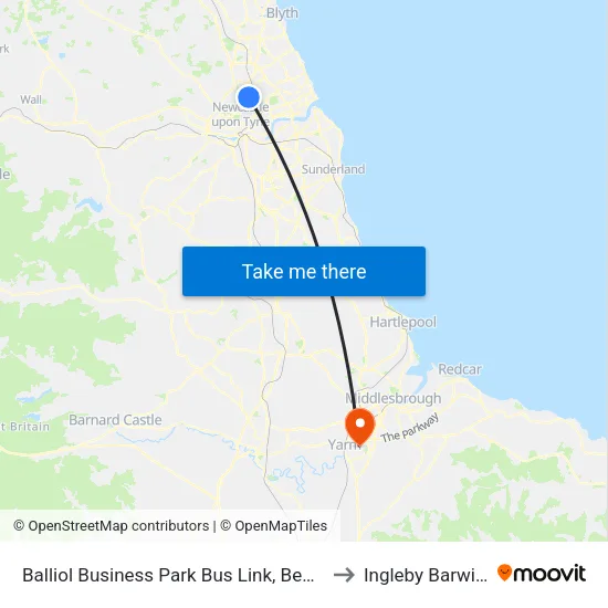 Balliol Business Park Bus Link, Benton to Ingleby Barwick map