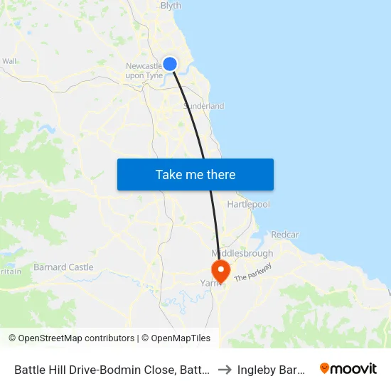 Battle Hill Drive-Bodmin Close, Battle Hill to Ingleby Barwick map