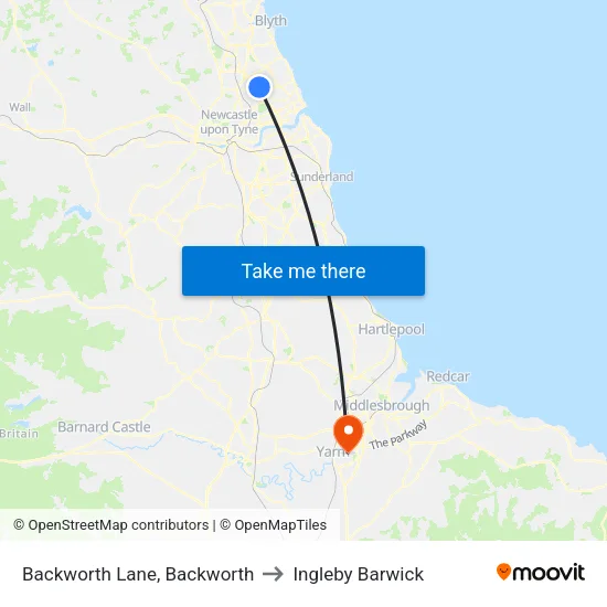 Backworth Lane, Backworth to Ingleby Barwick map