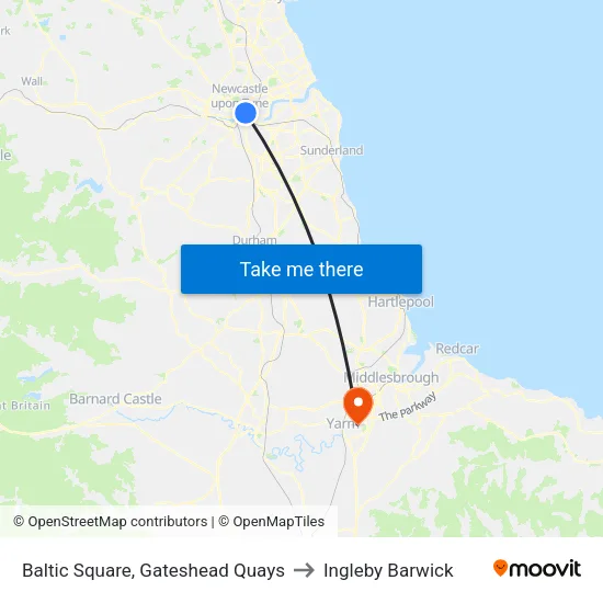 Baltic Square, Gateshead Quays to Ingleby Barwick map