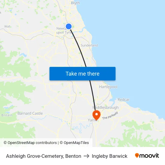 Ashleigh Grove-Cemetery, Benton to Ingleby Barwick map
