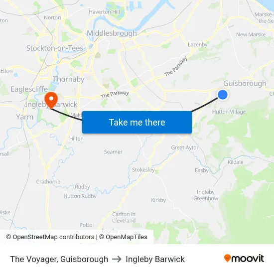 The Voyager, Guisborough to Ingleby Barwick map