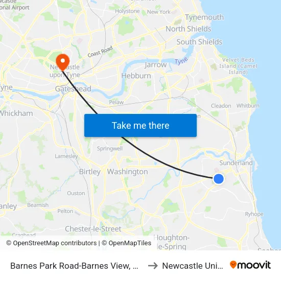 Barnes Park Road-Barnes View, High Barnes to Newcastle University map