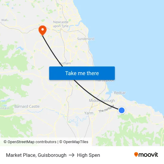 Market Place, Guisborough to High Spen map