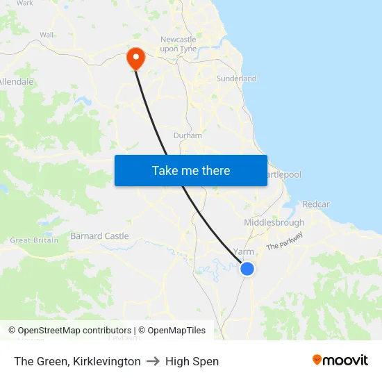 The Green, Kirklevington to High Spen map