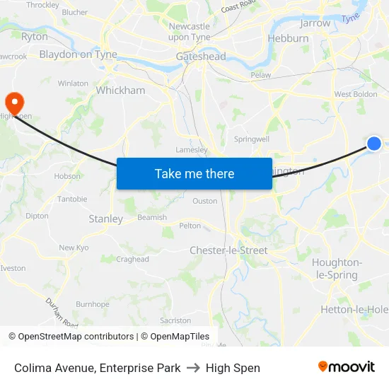 Colima Avenue, Enterprise Park to High Spen map