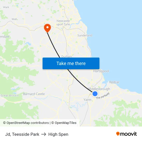 Jd, Teesside Park to High Spen map
