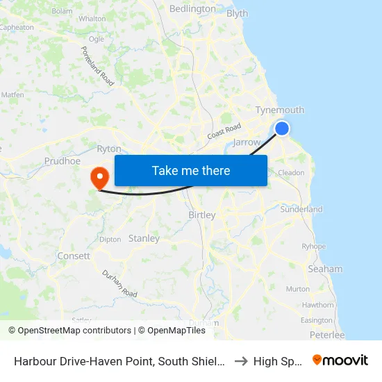 Harbour Drive-Haven Point, South Shields to High Spen map