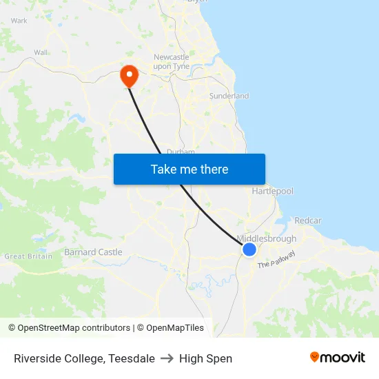 Riverside College, Teesdale to High Spen map